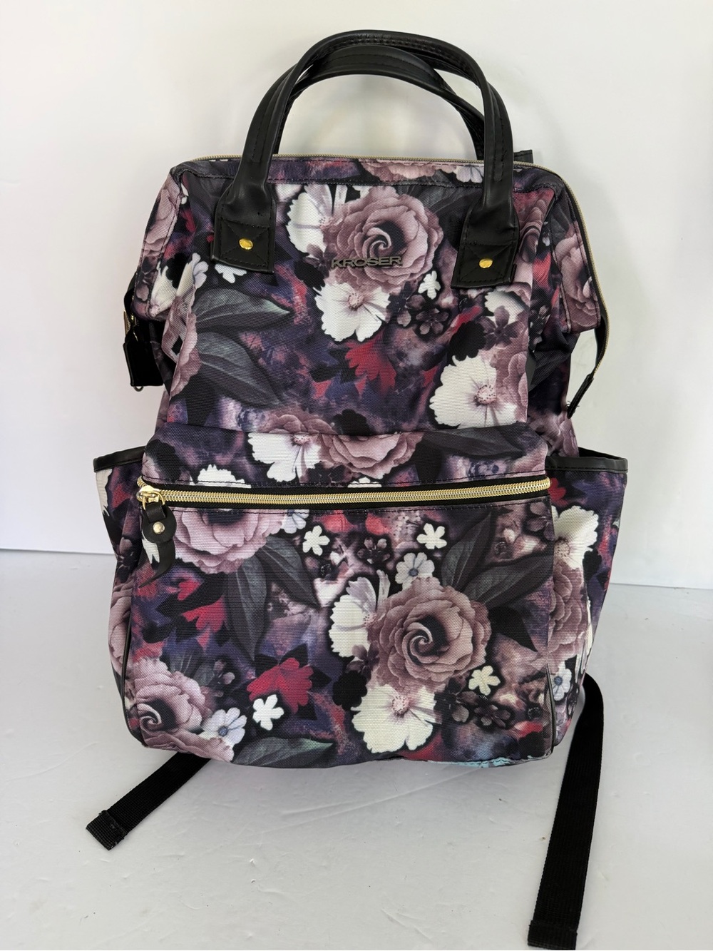 KROSER Laptop Backpack Floral Doctor Bag Style Travel School Business Wide Open